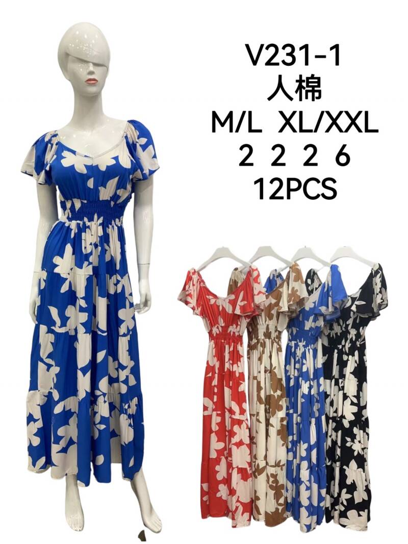 Sukienki damskie Roz M/L-XL-2XL, Mix kolor Paczka 12 szt